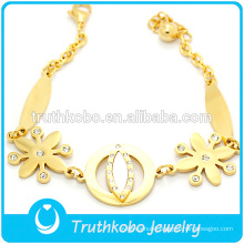 2016 Stainless Steel Bracelet 18 K Gold Plated Casting Flower Shaped Charm Bracelets Jewelry
